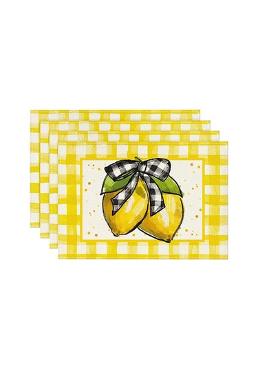 Buffalo Ekose Limon Placematları, 12x18 İnç, 4 Set 2
