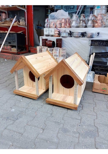 Kedi Evi Kedi Yuvası Ahşap Iç Mekan Barınak