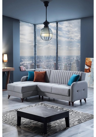 Kiel Yataklı Köşe Koltuk Takımı - Gri