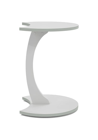 Jet Tekerlekli C Sehpa Koltuk Sehpası Yan Sehpa Zigon Sehpa Servis Sehpası Beyaz