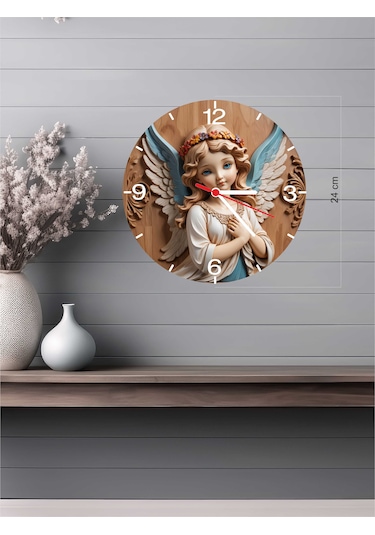 3d Görünümlü Ahşap Duvar Saati V13 24x24 Cm Çok Renkli