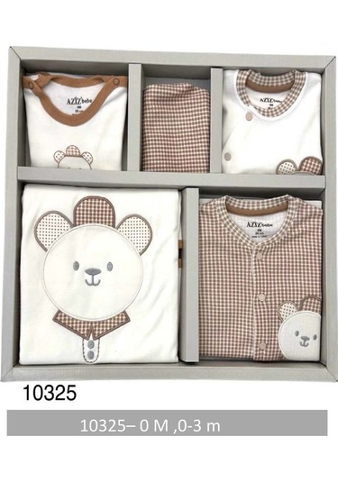 Desenli 10 Parça Kutulu Yenidoğan Hastane Çıkışı Zıbın Seti 10325 Ayıcık