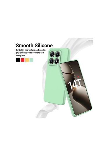 Xiaomi 14t İçin Düz Renk Sıvı Silikon Düşmeye Dayanıklı Tam Kapsama Telefon Kılıfı Yeşil