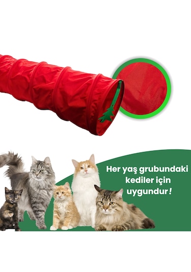 Miyav Kırmızı Renkli Uzun Kedi Tüneli 125 Cm