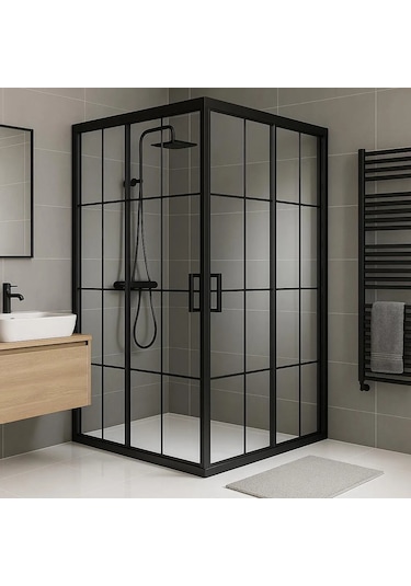 Durul Duşakabin Kare Siyah Çizgi 5MM H:190 Siyah