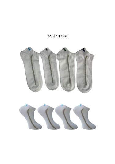 Ragi Store 4'lü Beyaz Dikişsiz Penye Erkek Patik Çorap Beyaz