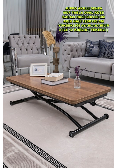 Juppo Üst Tabla Mdf Ceviz Oval Köşe Alt Siyah Dışa Kıvrım