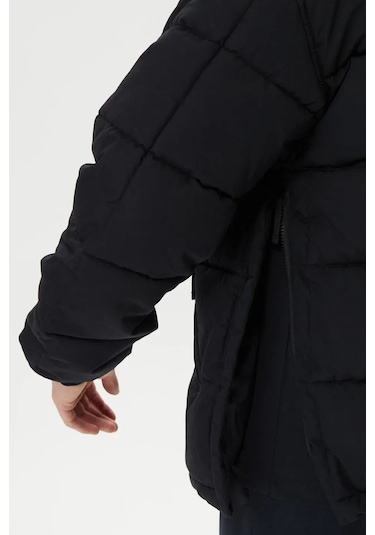 Timberland Progressive Utility Pullover Puffer Erkek 1/2 Fermuarlı Kapüşonlu Şişme Mont Siyah