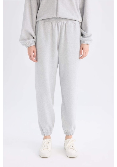 Defacto Coool Beli Paçası Lastikli Basic Düz Jogger Eşofman Altı E1478AX24WNGR210 Gri