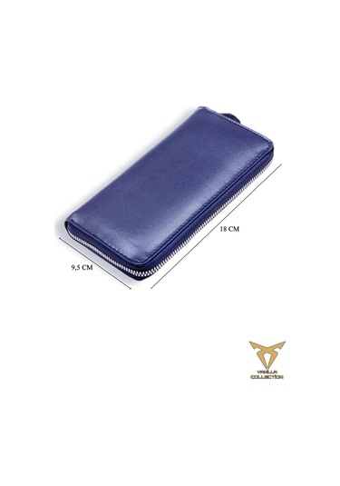Xclub Model Unisex Telefon Bölmeli El Geçmeli Kordonlu Deri Portföy Kartlık Uzun Cüzdan Lacivert Siyah