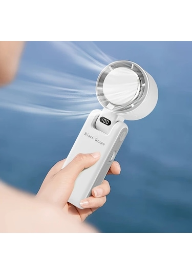 Xuweiwei 2025 Yeni Kahverengi Şarj Edilebilir El Tipi Dijital Ekranlı Turbin Fan Güçlü Taşınabilir Type C 12 Saat Pil Ömrü