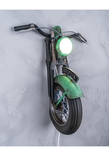 Road Rage Duvar Lambası Retro Motosiklet Ön Tekerlek Tasarımı-179