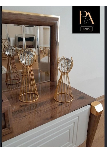 Gold G 2'li Ofis Metal Aksesuar Biblo Ev Salon Dekorasyon Obje