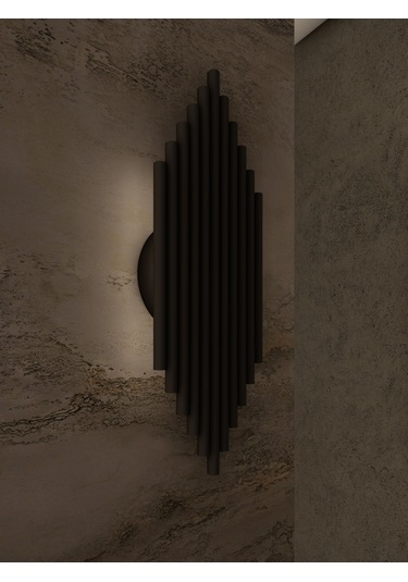 Nox Siyah Modern Şarjlı Aplik Sarı Işık Yayan Lamba