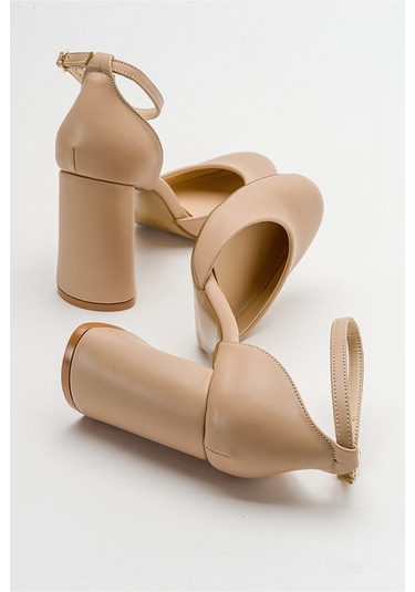 Luvishoes Oslo Bej Cilt Kadın Topuklu Ayakkabı Bej