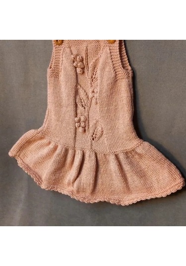 Uretti - Talia 8659 - 6199 El Örgüsü Kız Çocuk Jile Elbise - 2 Yaş Gülkurusu