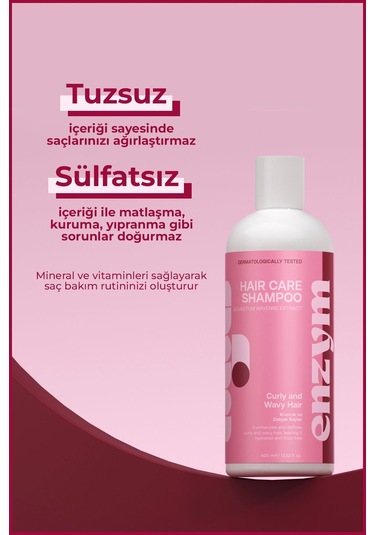 Enzym Cosmetics Kıvırcık Ve Dalgalı Saçlar İçin Saç Bakım Şampuanı 400 ML