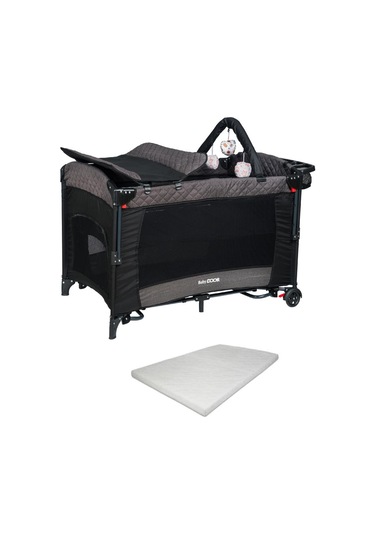 BabyDOOR Mia Comfort Anne Yanı Park Yatak Oyun Parkı 70x110 +Yatak Antrasit