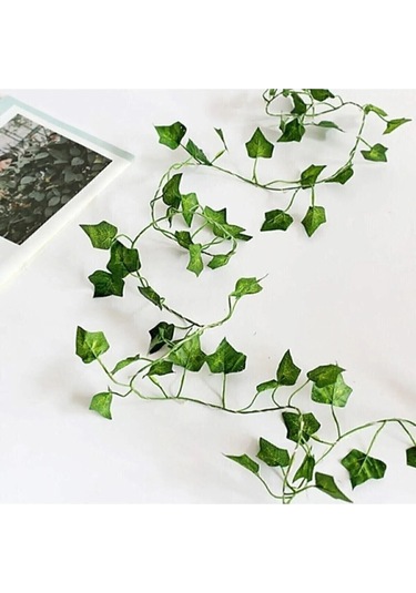 Dekoratif Yeşil Yapraklı 230 Cm Yapay Sarmaşık Ve 300 Cm Peri Led Pembe Renk - Beyaz Beyaz