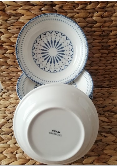 Güral Porselen Dijital 19 Cm 12 Adet Çukur Yemek Tabak