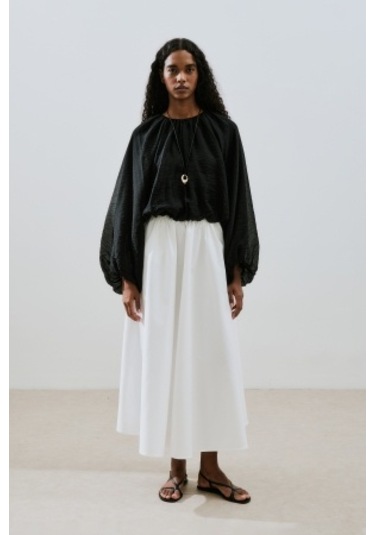 Balon Form Kısa Bluz Siyah Siyah