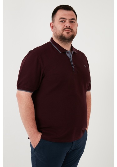 Buratti Büyük Beden Pamuklu Regular Fit Erkek Polo Yaka T Shirt 5902118B Vişne