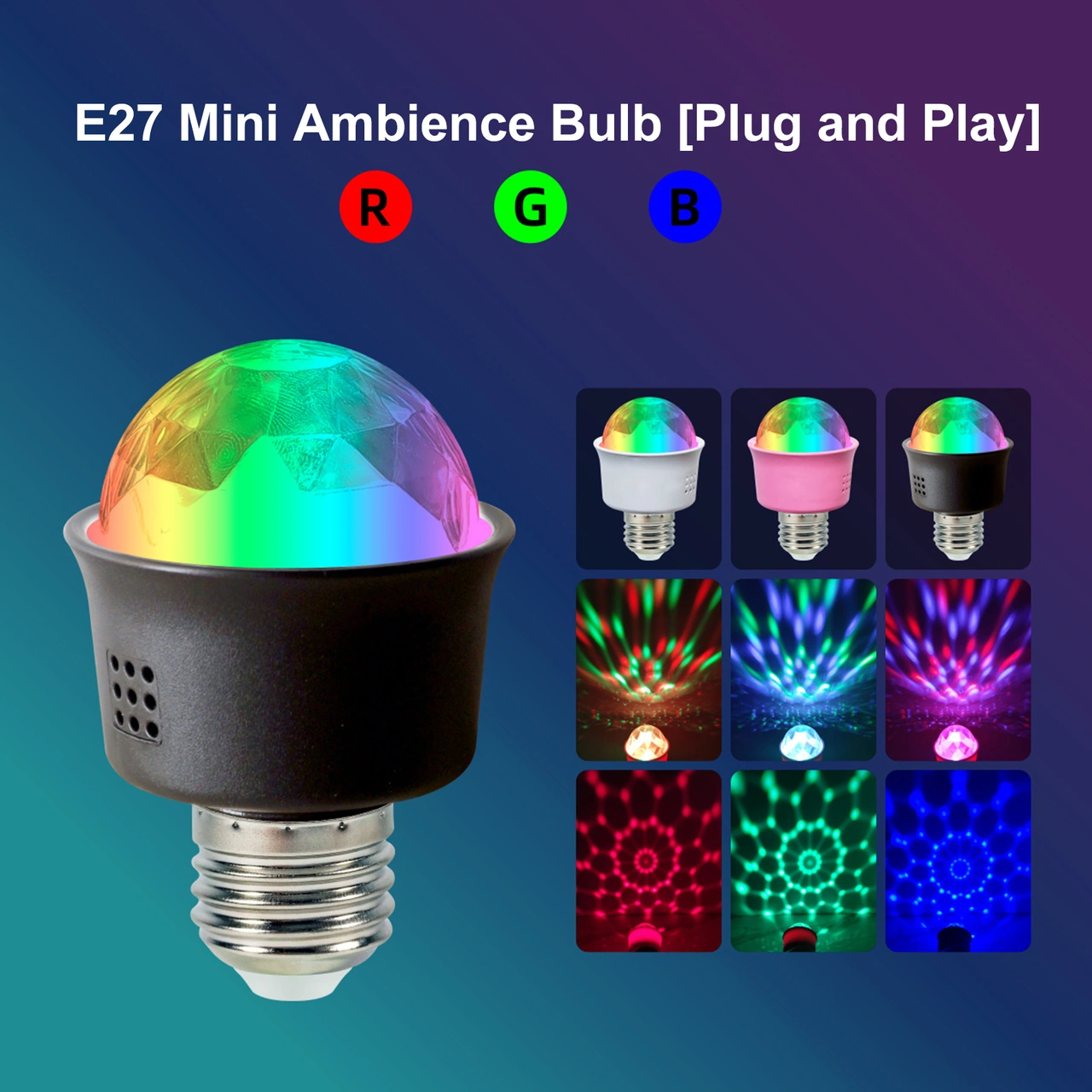 Kangvka E27 Rgb Renkli Led Işık 3.3w 85-265v Festivale Ktv Stüdyosu Dekorasyonu Atmosfer Lambası Kolay Kurulum Beyaz Beyaz
