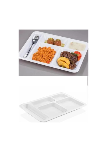 Periboia 1 Adet 5 Bölmeli Kırılmaz Tabldot Tabak Self Servis Yem Çok Renkli