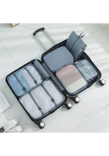 Springsun Gri 7 Parça Seyahat Organizer Seti - 290t Kumaş Çanta, Valizlerde Giysi Ve Eşya Sınıflandırma İçin Pratik Kullanim