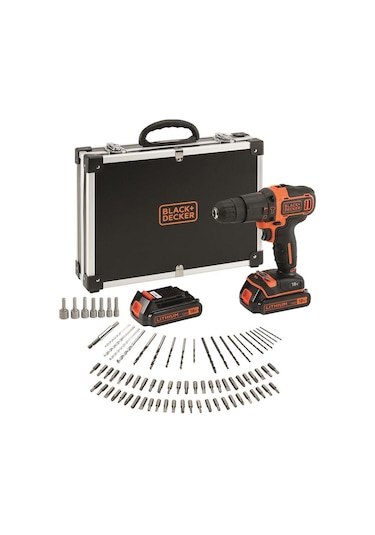 Black+Decker BDCHD18BAFC-QW 18V 1.5 Ah Çift Akülü Li-Ion Darbeli Matkap Vidalama Çanta 80 Parça Set