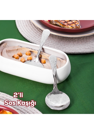 Porsima 5216 Metal Gümüş 2 Li Sos Kaşığı Kepçe 13cm
