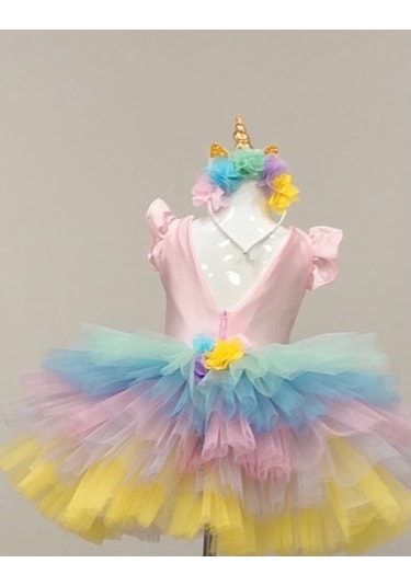 Unicorn Model Kız Çocuk Bebek Abiye Elbise Kostüm (369035771)