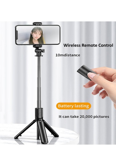 Kosona S03 Telefon Tutucu: Tripod 360 Döner, Alüminyum Kaymazsız Çubuk, Bağımsız Bluetooth Kumanda