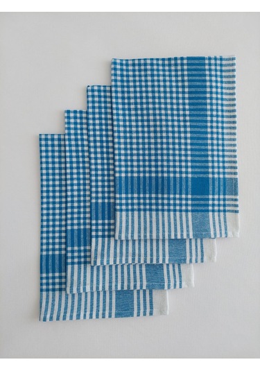 Pamuklu Turkuaz Renkli Pöti Kareli 4'lü Kurulama Bezi,peçete