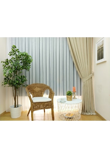 Evdepo Home Bej Düz Renk Soft Fon Perde Tek Kanat Bej