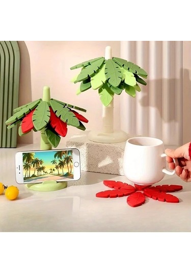 Brightnova Red Tree Five-piece Set Yaratıcı Ağaç Gövdesi Ve Yaprak 5 Parça Set Mutfak Dekorasyon Isıya Dayanıklı Anti Skal