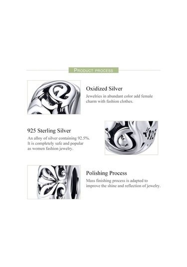 Fastbuy S925 Ayar Gümüş Klasik Çiçek Boncuk Dıy Bilezik Boş Desen Çok Renkli İç Boş Çok Renkli