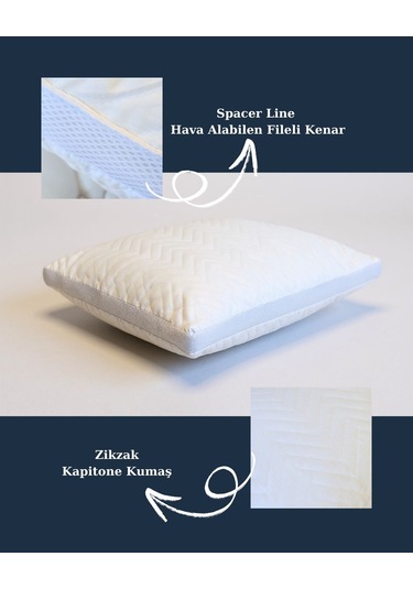 Spacer Line Klimalı Kapitone Yastık Beyaz 50x70 Otel Konfor Yastığı Beyaz