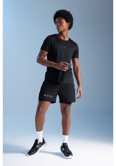 DeFactoFit Slim Fit Dar Kesim Fermuarlı Telefon Cepli Sporcu Taytlı Şort Z2147AZ23AUBK81