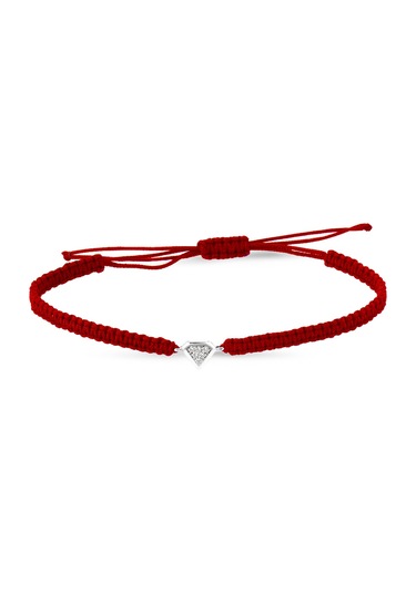 Pırlanta Şekilli Kırmızı İp Pırlanta Bileklik AS12PBL AltınSepeti