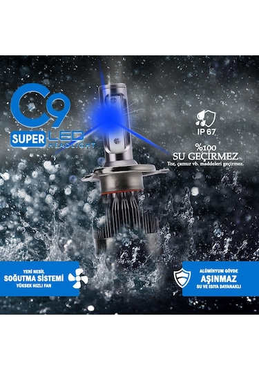 C9 Trio Üç Renk Led Xenon Far Ampulü Deli Mavi Beyaz Gün Işığı 209502006