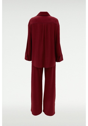 Kol Detaylı Gömlek Pantolon Takım Bordo Bordo