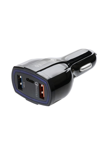 Hombey Siyah Araba Şarj Cihazı, 2 Usb Type-c Portlu, Hızlı Şarj Desteği, Çok Katmanlı Koruma, Abs Malzeme