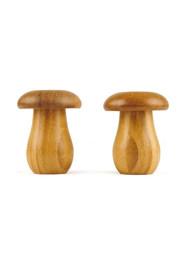 Morponi Bambu 2'li Mantar Şekilli Tuzluk Ve Biberlik Şeffaf