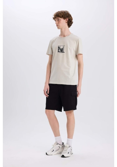 DeFacto Regular Fit Beli Bağcıklı Kargo Cepli Şort D9494AX25SMBK81