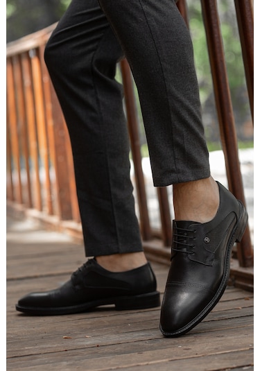 Daxtors D02018 Günlük Ortopedik Erkek Hakiki Deri Klasik Ayakkabı Siyah