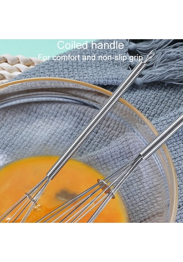 Sones 2 Adet Ev Tipi Manuel Yaylı Çırpıcı Elde Taşınabilir Paslanmaz Çelik Mini Çırpma Teli, Boyut: 8 İnç Diğer