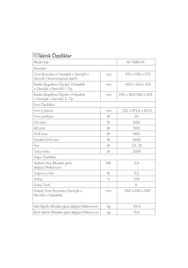 Vestel AF 7684 YX 70 L Ankastre Fırın