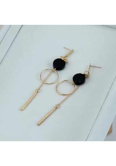 Skycity Tek Çizgi Küpe - Altın Ve Gümüş Renk, Alaşım Malzeme, Şık Tasarım Gold