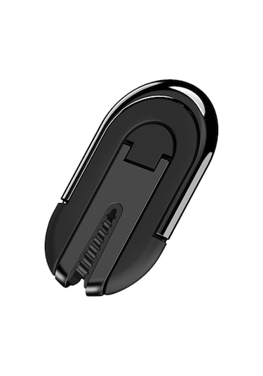 2 İn 1 Cep Telefonu Braketi Tutucu Standı 360 Derece Parmak Yüzük Araç Telefonu Montaj Standı İphone İçin Hava Firar Siyah + Siyah